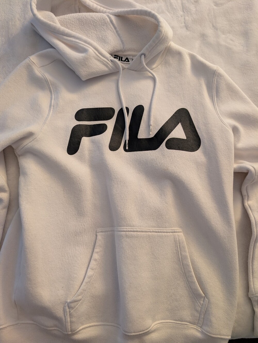 Fila White Hoodie with Black Logo